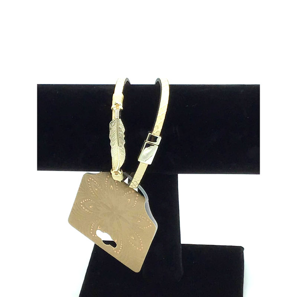 Cream & Gold Wrap Faux Leather Bracelet - Picture 2 of 3